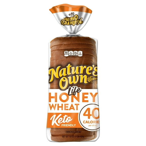 Nature’s Own Life Honey Wheat, 40 Calories per Slice Keto Friendly Sandwich Bread, 16 oz (Pack of 2)