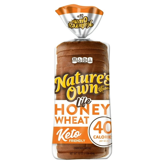 Nature’s Own Life Honey Wheat, 40 Calories per Slice Keto Friendly Sandwich Bread, 16 oz (Pack of 2)