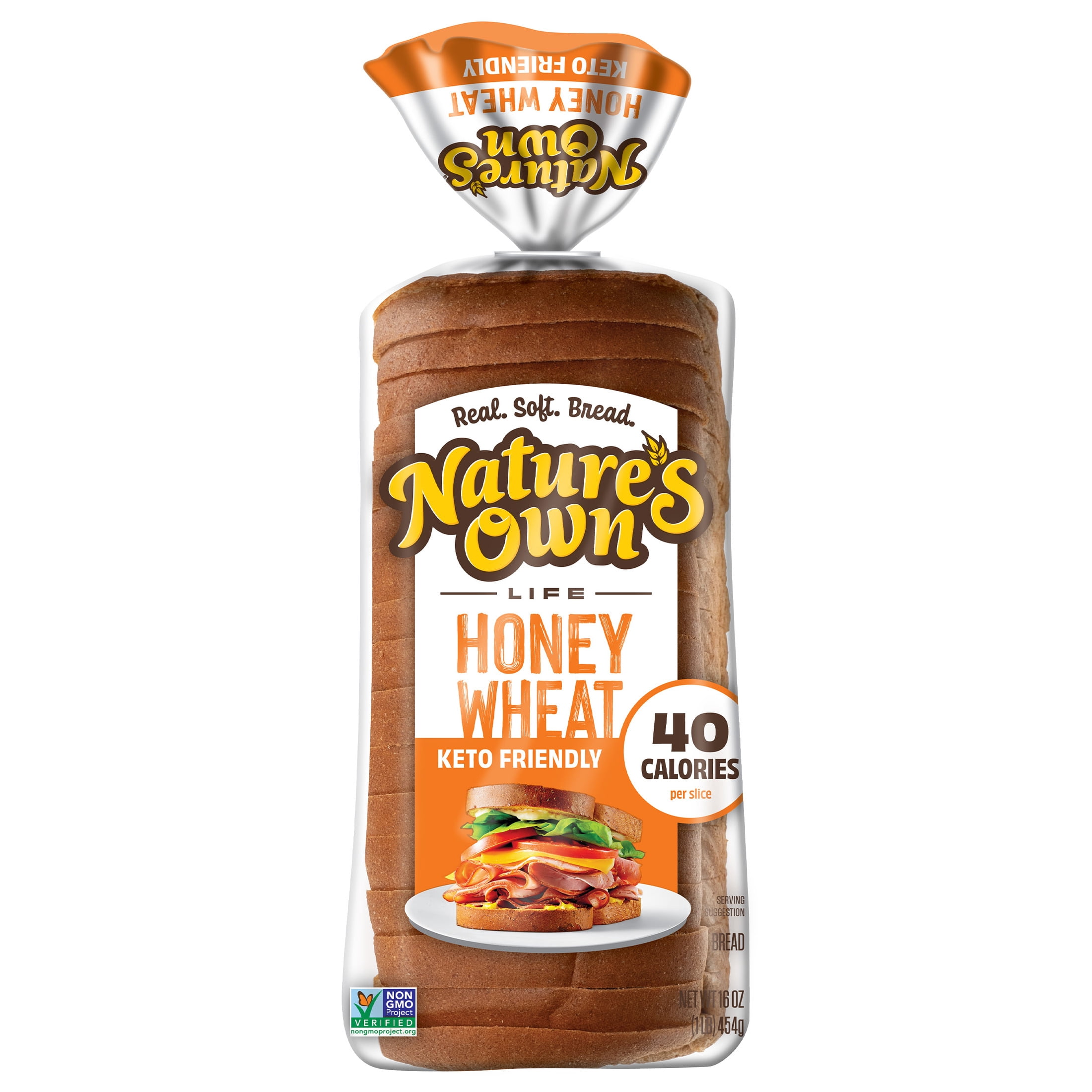 Nature’s Own Life Honey Wheat, 40 Calories per Slice Keto Friendly Sandwich Loaf Bread, 16 oz Loaf
