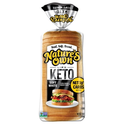 Nature's Own Life Keto Soft White Bread, Net 1 Carb Sliced White Non-GMO Keto Bread, 16 oz Loaf