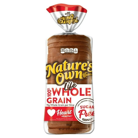 Nature's Own Life Sugar-Free 100% Whole Grain Bread Loaf, 16 oz, (Pack of 6)