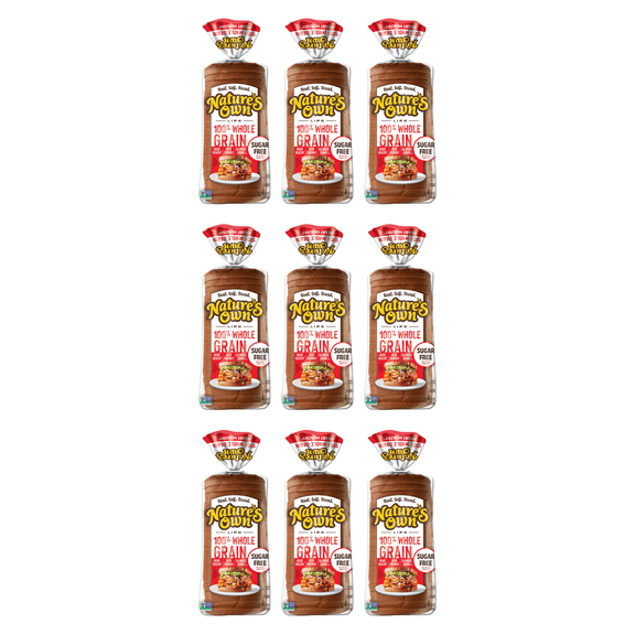 Nature's Own Life Sugar-Free 100% Whole Grain Bread Loaf, 16 oz, (Pack of 9)