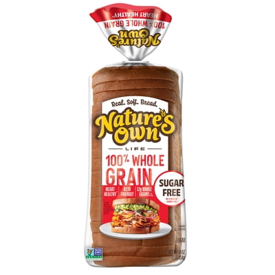 Nature's Own Life 100% Whole Grain Bread, Sugar Free Bread, Non-GMO Keto Friendly, 16 oz Loaf