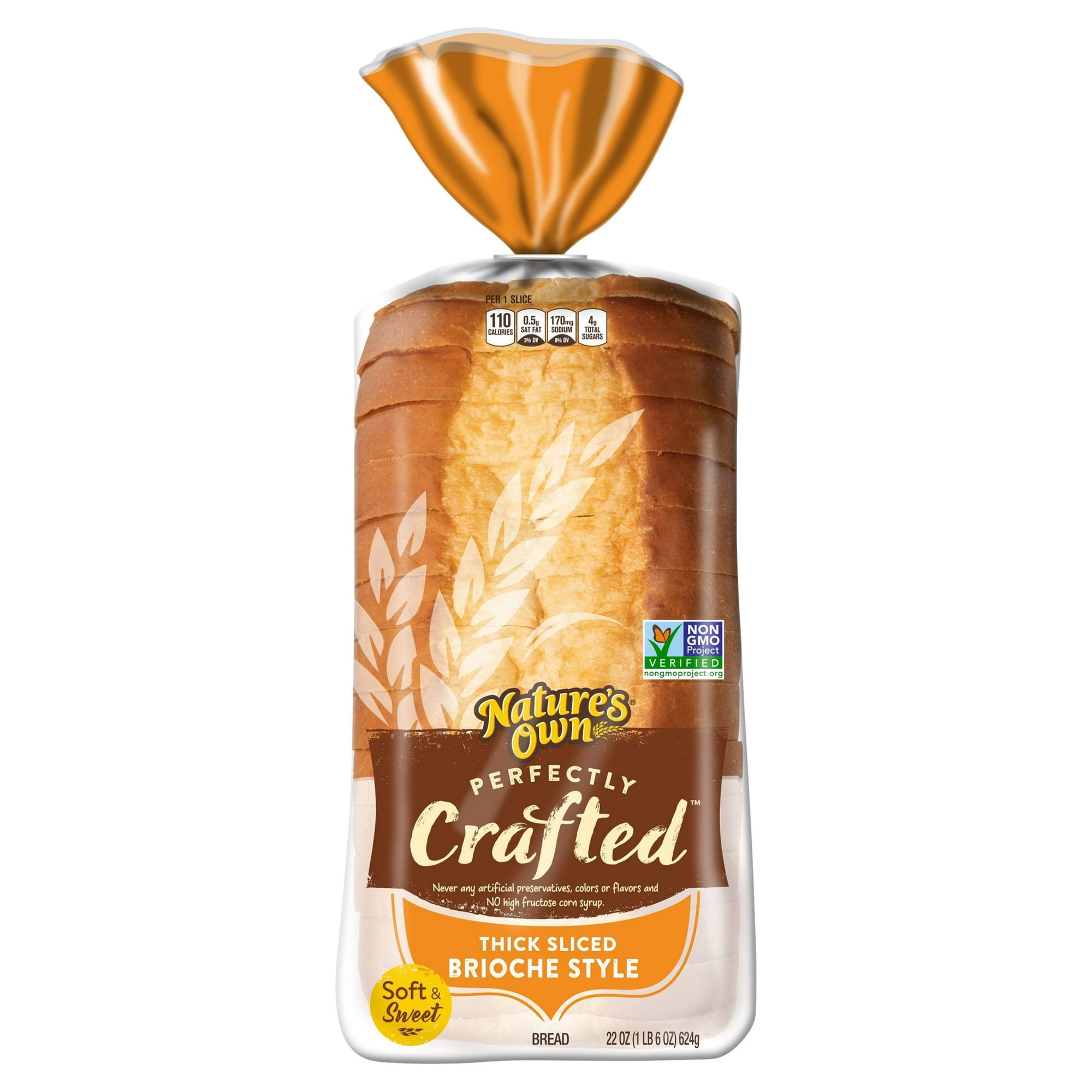Nature's Own Perfectly Crafted Brioche Style Bread Loaf, 22 oz, (Pack of 3)