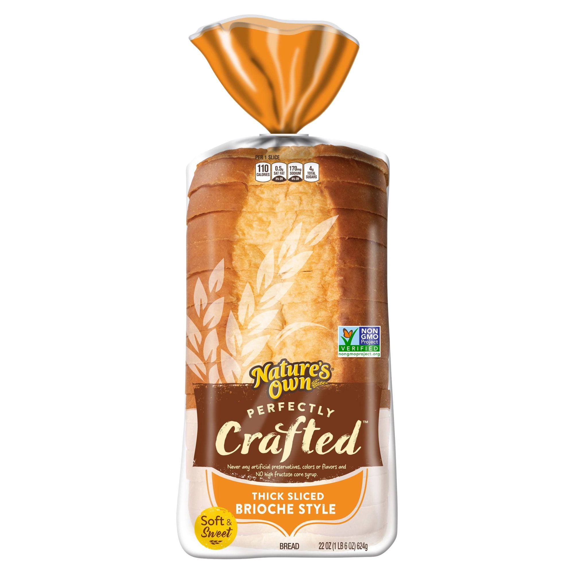 Nature's Own Perfectly Crafted Brioche Style Bread Loaf, 22 oz, (Pack of 7)