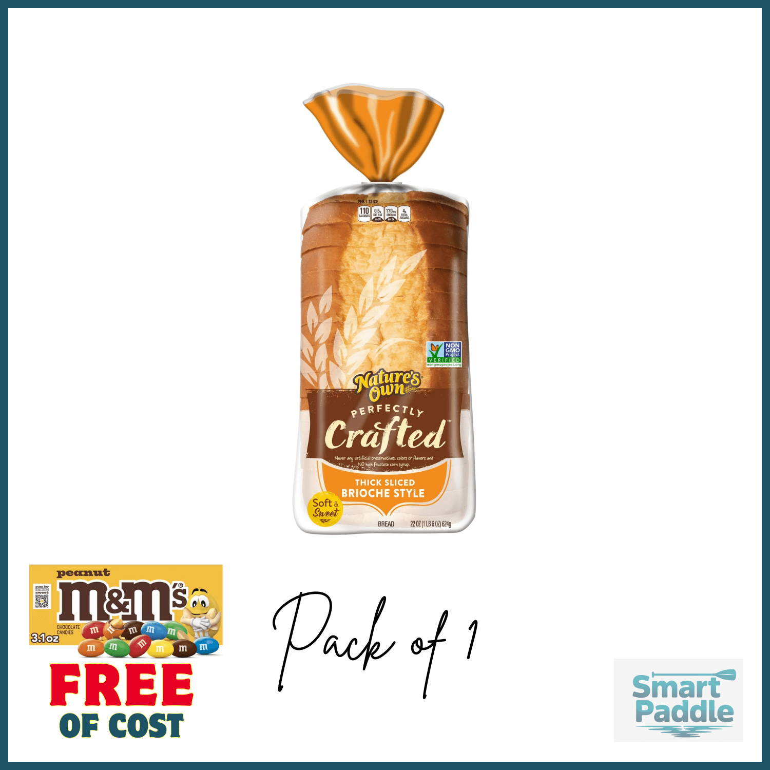 Natures Own Perfectly Crafted Brioche Style Bread Loaf, 22 oz, Shelf-Stable and get 1 Free M&M's