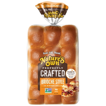Nature's Own Perfectly Crafted Brioche Style Butter Rolls, Non-GMO Dinner Rolls, 12 Count