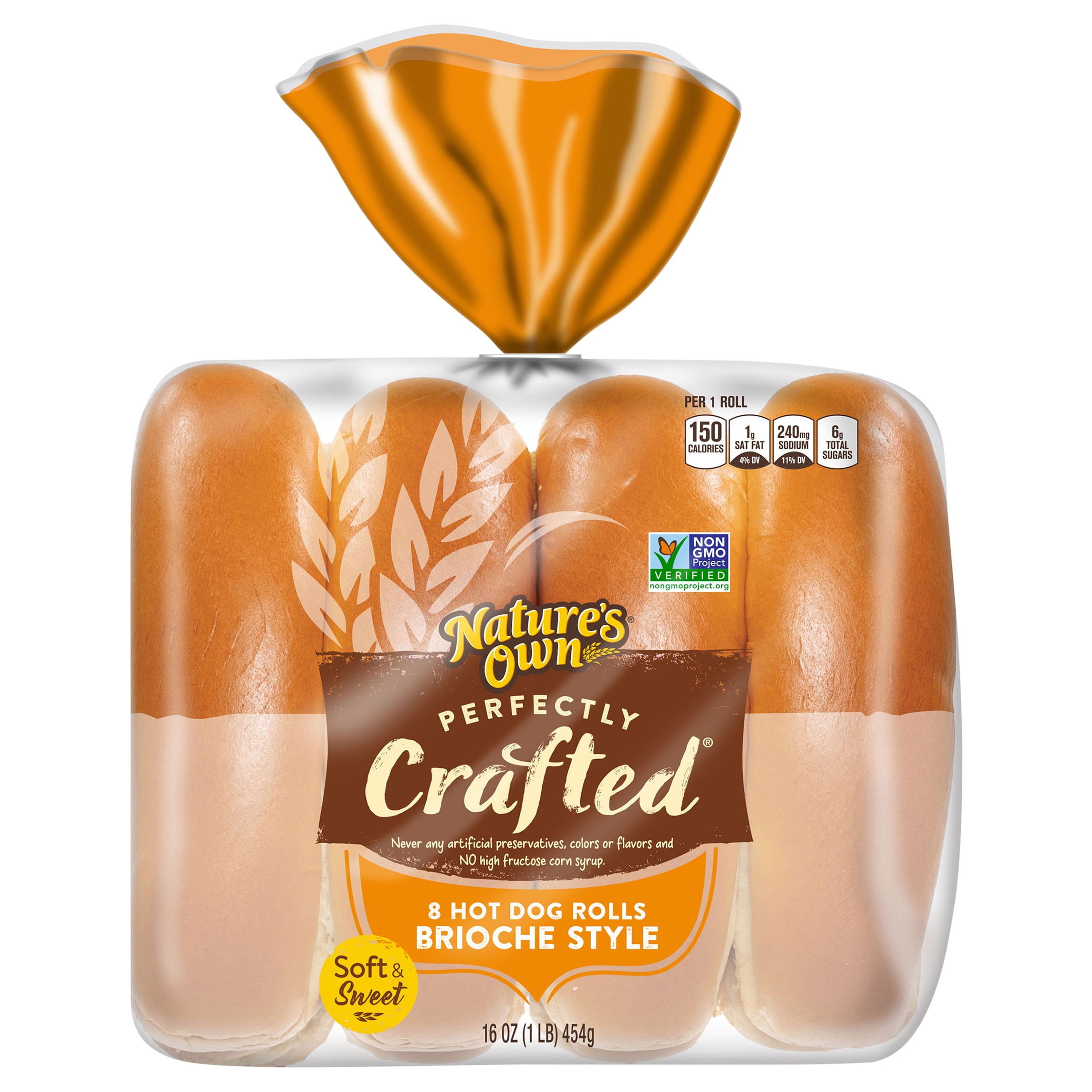 Nature's Own Perfectly Crafted Brioche Style Hot Dog Buns, 16 oz, 8