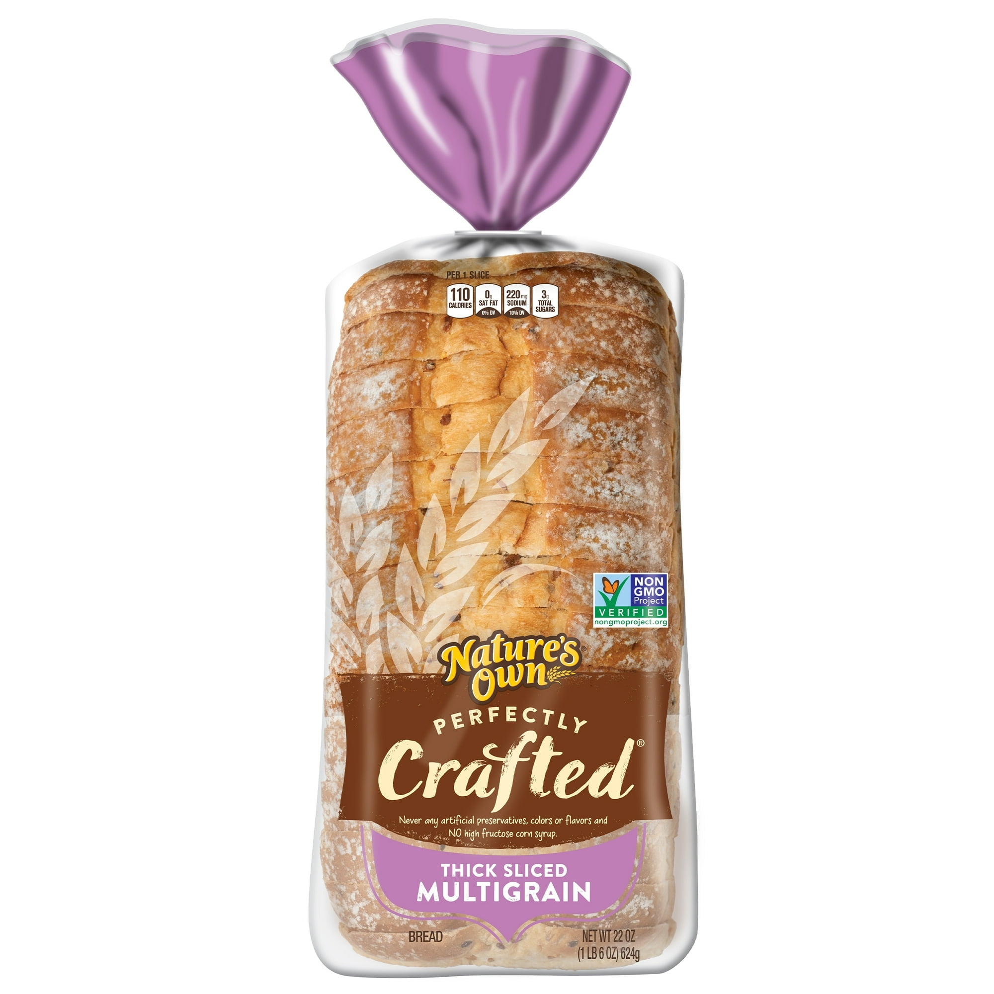 Nature's Own Perfectly Crafted Multi Grain Bread Loaf, 22 oz, (Pack of 2)