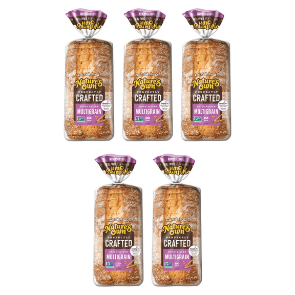Nature's Own Perfectly Crafted Multi Grain Bread Loaf, 22 oz, (Pack of 5)