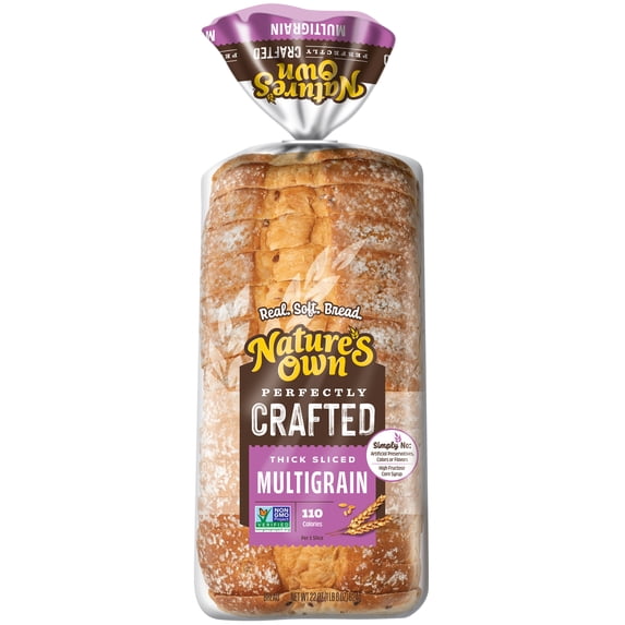 Nature's Own Perfectly Crafted Multigrain Bread, Thick Sliced Non-GMO Sandwich Bread, 22 oz Loaf