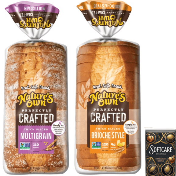 Nature's Own Perfectly Crafted Multigrain Bread | Nature's Own Perfectly Crafted Brioche Style Bread Loaf