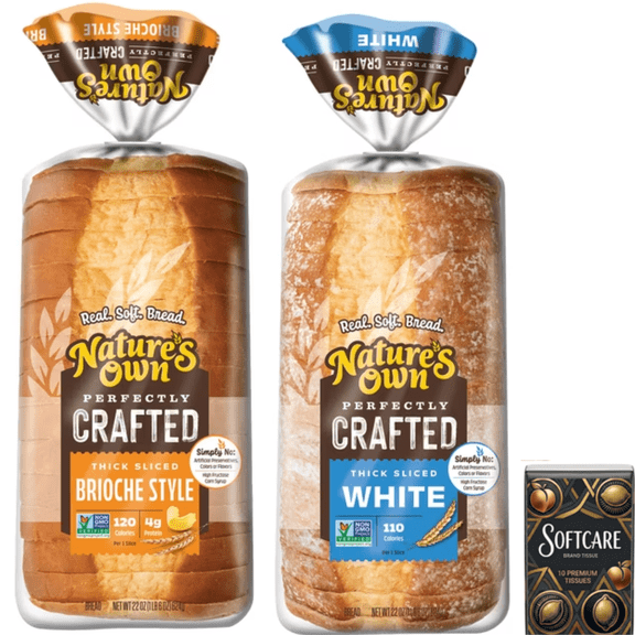 Nature's Own Perfectly Crafted White Bread | Nature's Own Perfectly Crafted Brioche Style Bread Loaf