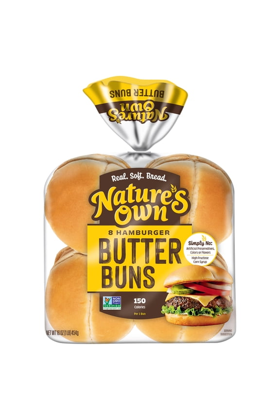 Butter Buns Hamburger Buns, Non-GMO Hamburger Buns, 8 Count