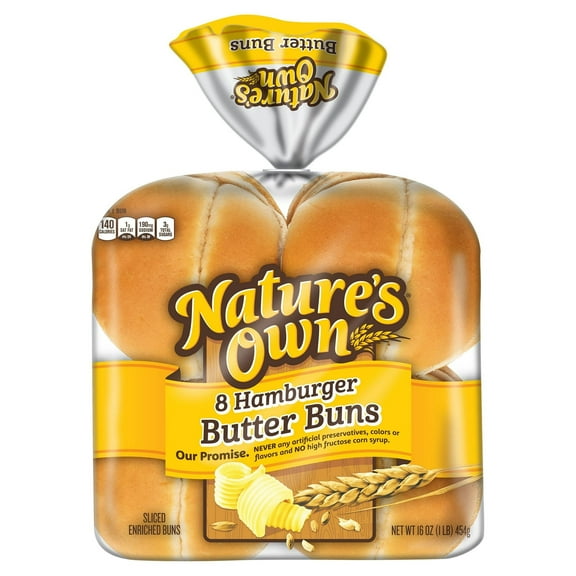 Nature's Own White Hamburger Butter Buns, 16 oz, (Pack of 11)