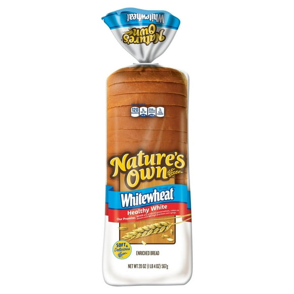 Nature's Own WhiteWheat Healthy White Bread, Sliced White Bread Loaf, 20 oz, (Pack of 2)