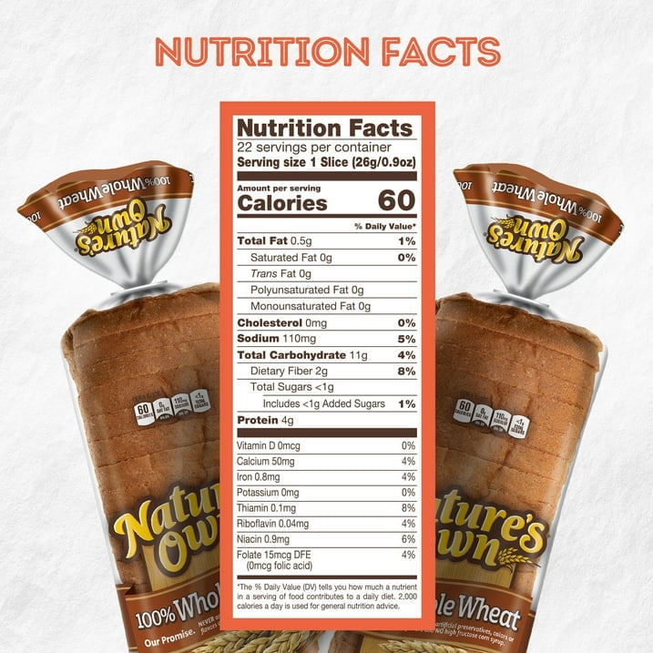 Nature's Own Whole Wheat Bread Two Loaves by Nature's Own,20 Ounce