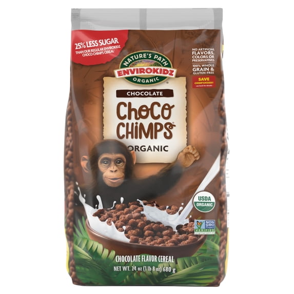 EnviroKidz Organic Breakfast Cereal, Choco Chimps, 24oz Bag