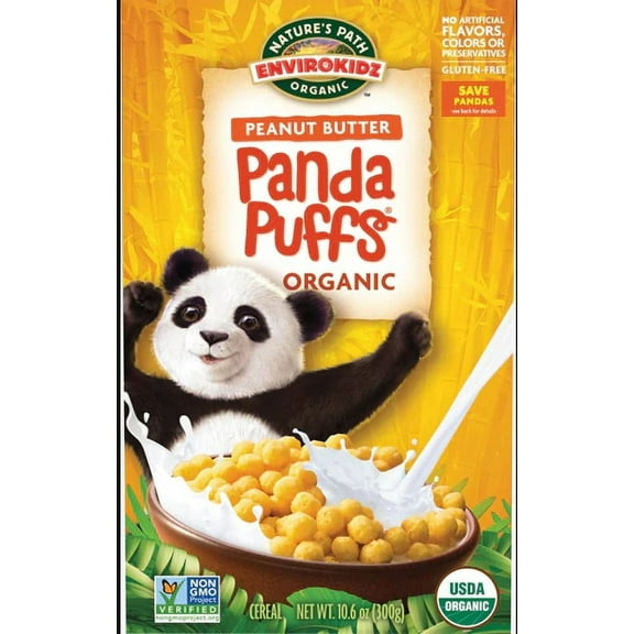 Nature's Path EnviroKidz Organic Panda Puffs Cereal Peanut Butter 10.6 oz Pack of 3