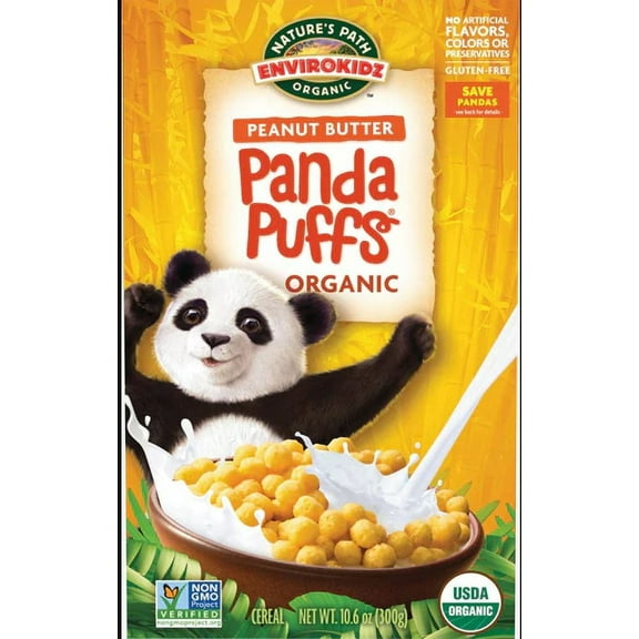 Nature's Path EnviroKidz Organic Panda Puffs Cereal Peanut Butter 10.6 oz Pack of 4
