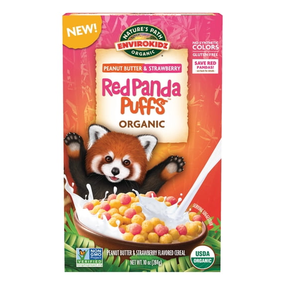 EnviroKidz Organic Breakfast Cereal, Red Panda Puffs, 10oz Box