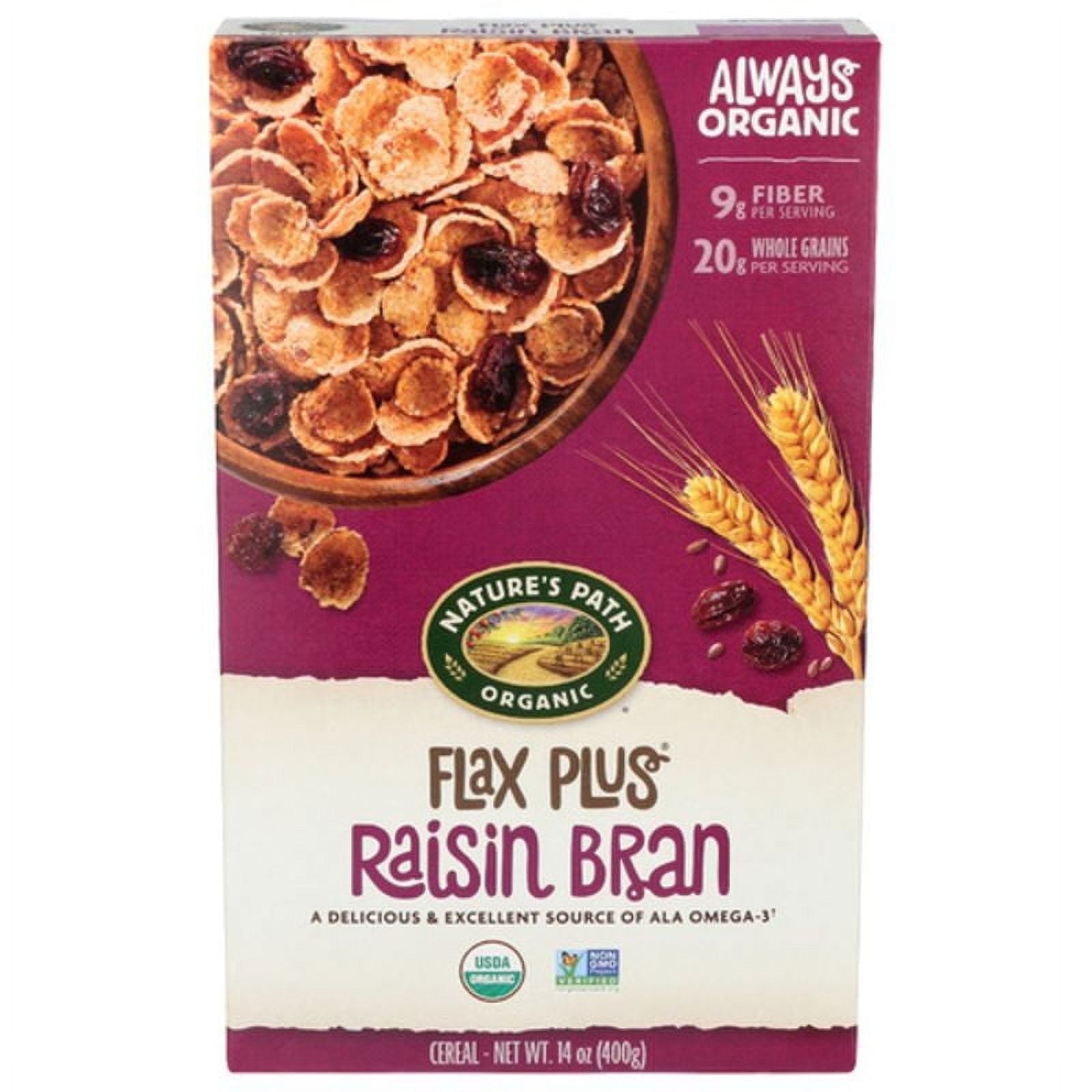 Nature's Path Flax Plus Organic Raisin Bran Cereal 14 oz Pack of 4