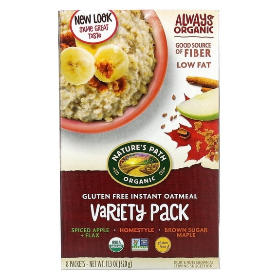 Nature's Path, Gluten Free Instant Oatmeal, Variety Pack, 8 Packets, 11.3 oz Pack of 2