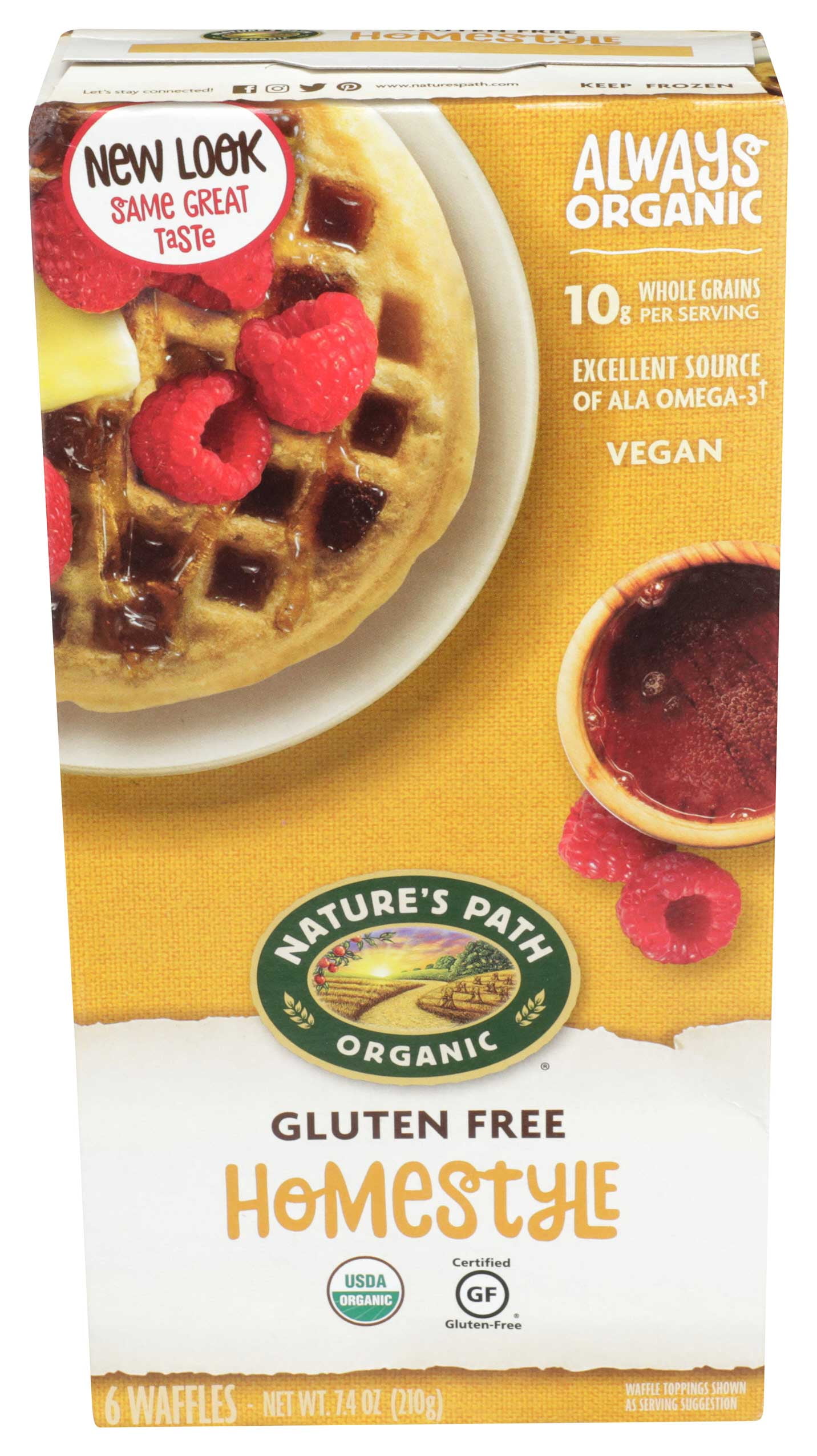 Nature's Path Gluten Free USDA Organic Homestyle Waffles, 7.4 Ounce