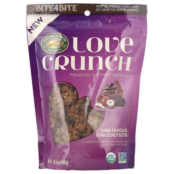 Nature's Path, Love Crunch, Premium Organic Granola, Dark Chocolate & Hazelnut Butter, 10.6 oz Pack of 3