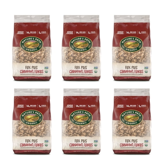 Nature's Path Organic Flax Plus Cinnamon Flakes Breakfast Cereal, 32oz Bag (pack of 6)