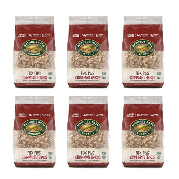 Nature's Path Organic Flax Plus Cinnamon Flakes Breakfast Cereal, 32oz Bag (pack of 6)