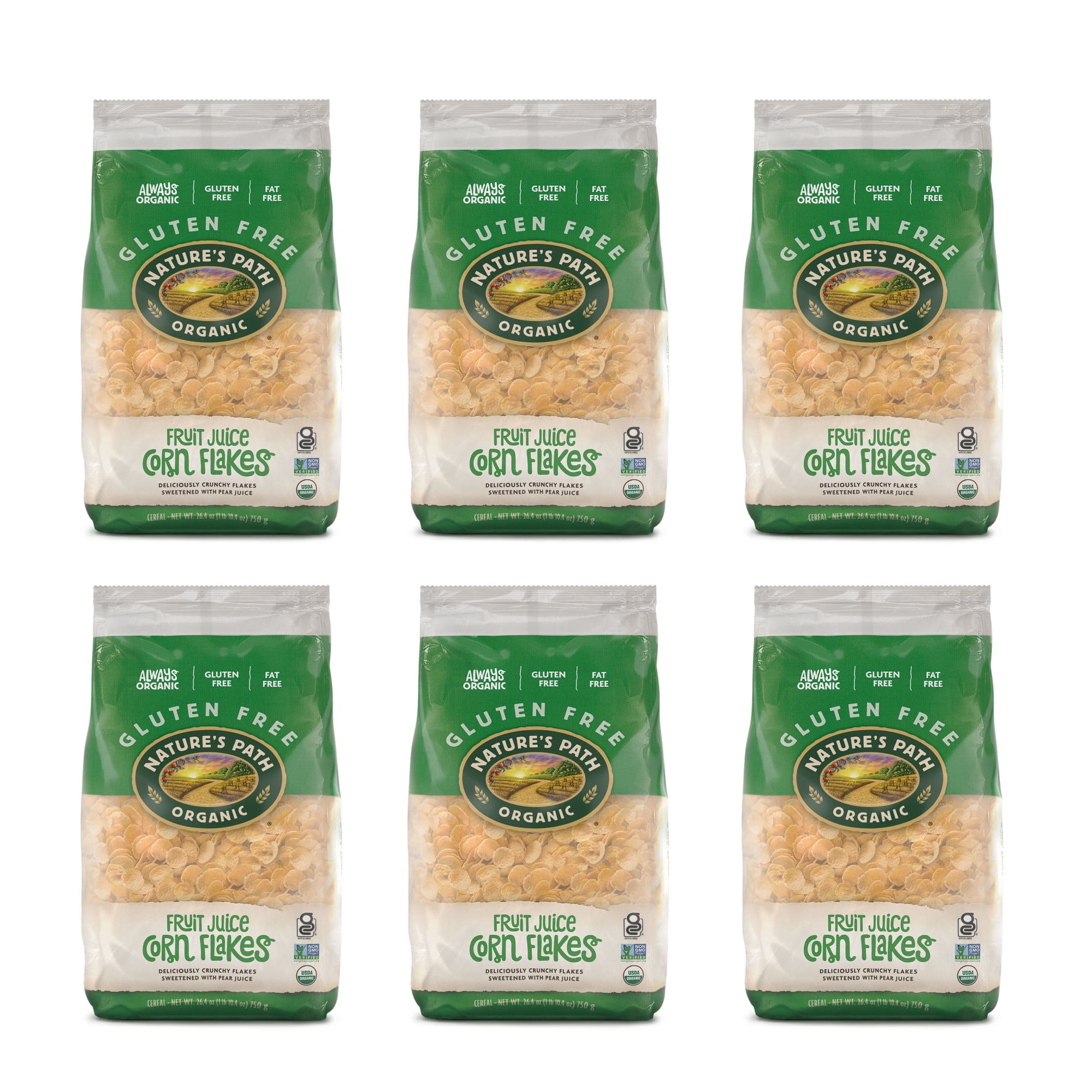 Nature's Path Organic Fruit Juice Sweetened Corn Flakes Breakfast Cereal, 26.4oz Bag (pack of 6)