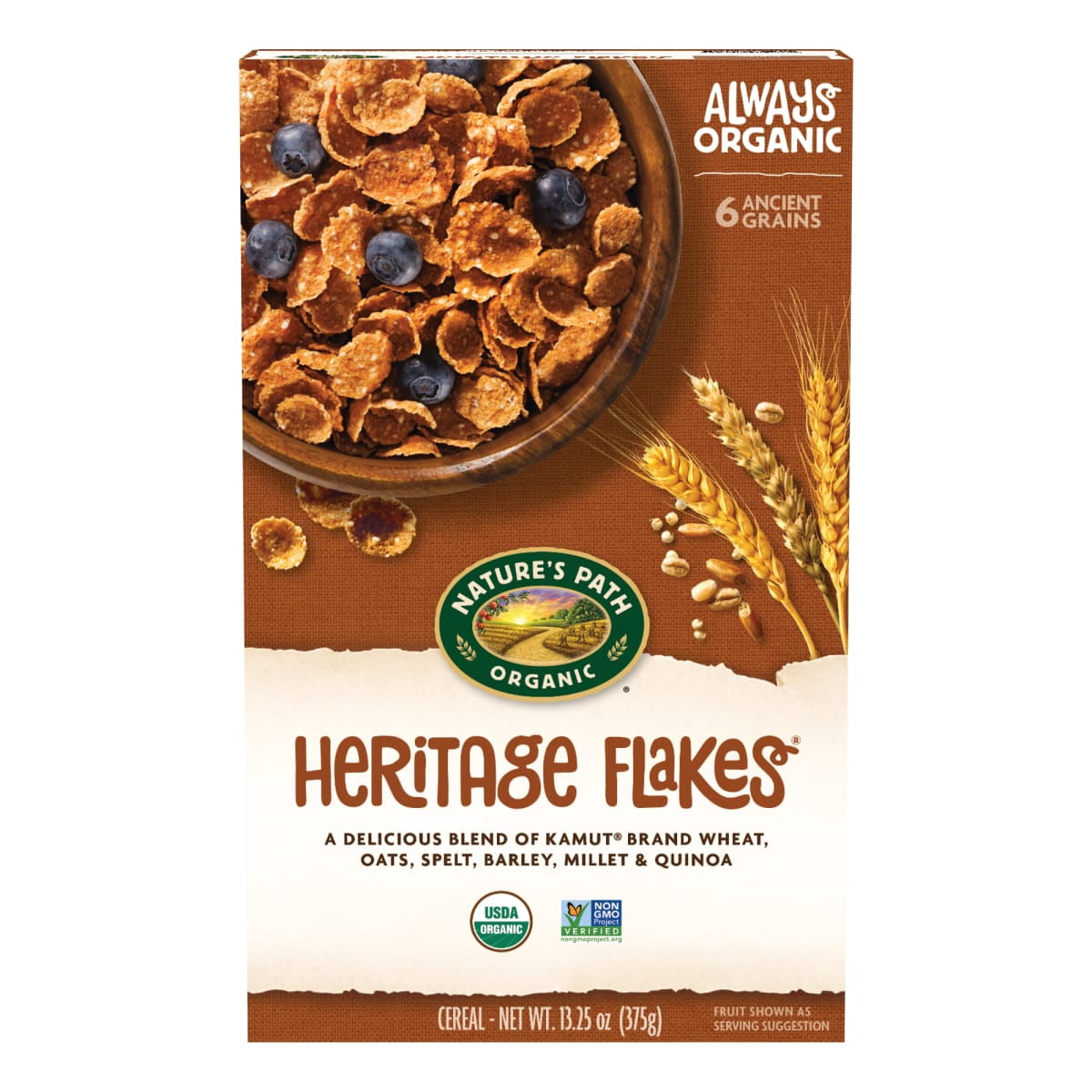 Nature's Path Organic Breakfast Cereal, Heritage Flakes, 13.25 oz Box