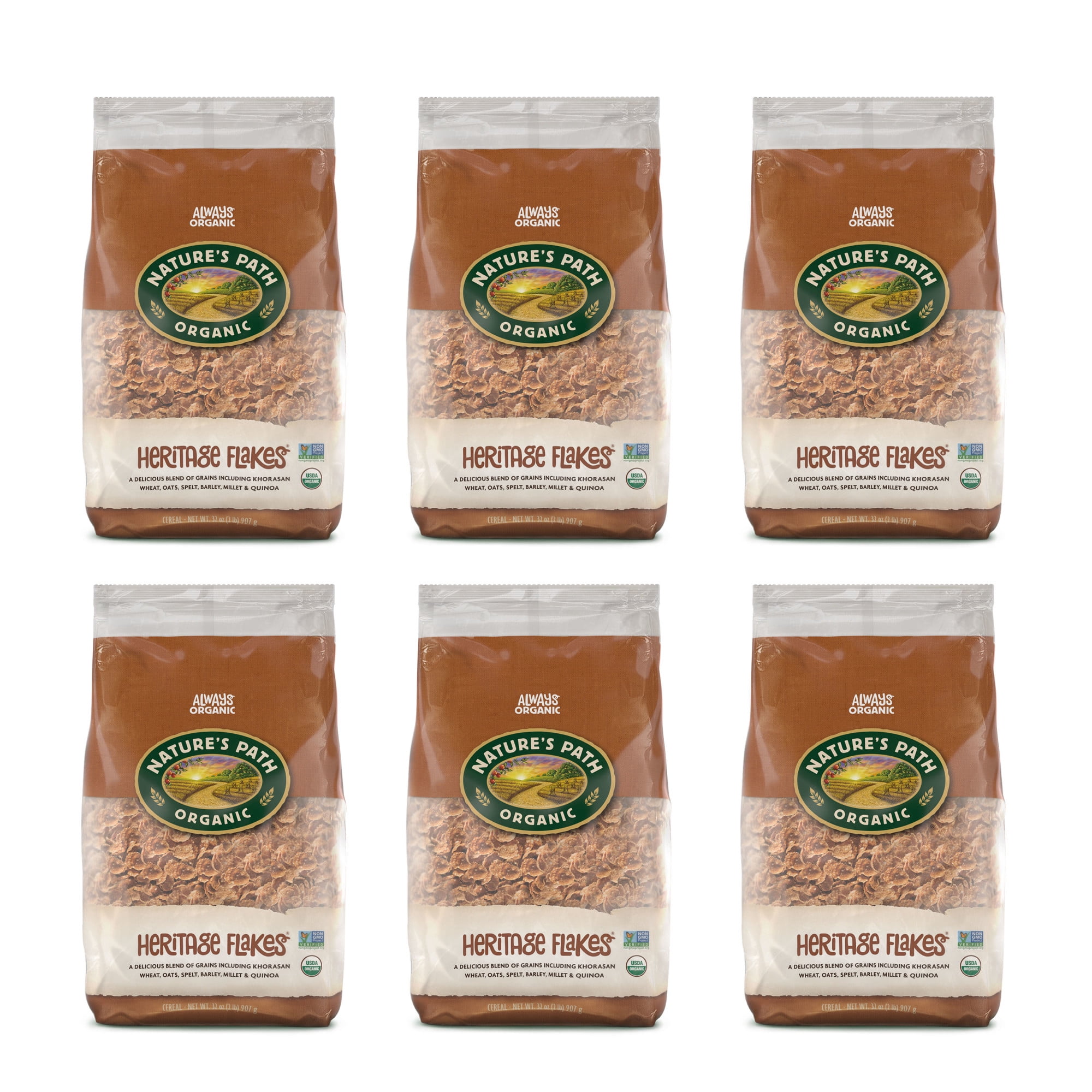 Nature's Path Organic Heritage Flakes® Breakfast Cereal, 32oz Bag (pack of 6)