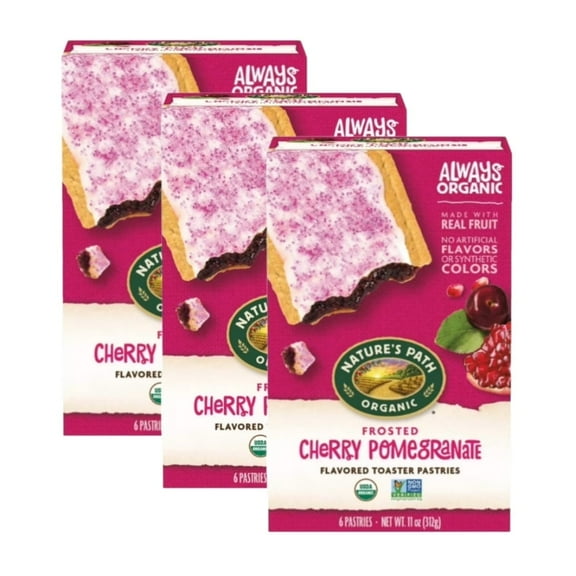 Nature's Path Organic Cherry Pomegranate Frosted Toaster Pastries 11oz Box (3 Pack)