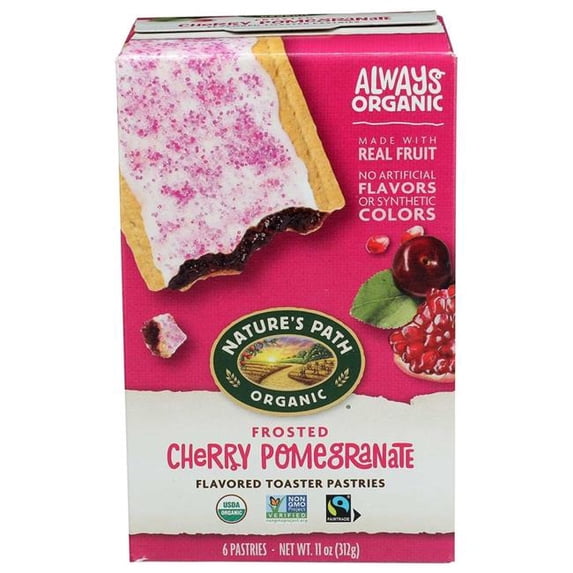 Nature's Path Organic Frosted Cherry Pomegranate Toaster Pastries, 11 oz (Pack of 12), Non-GMO