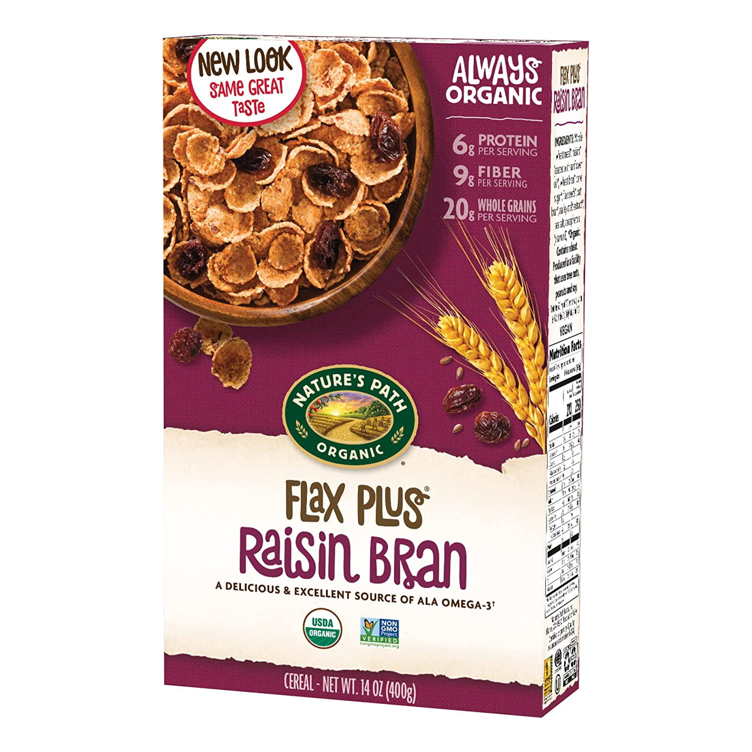 Nature's Path Organic Flax Plus Cereal Raisin Bran 14 oz Pack of 3
