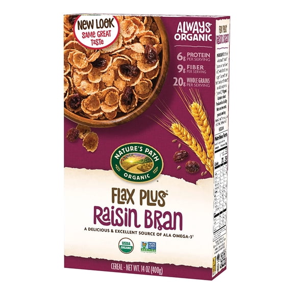 Nature's Path Organic Flax Plus Cereal Raisin Bran 14 oz Pack of 3