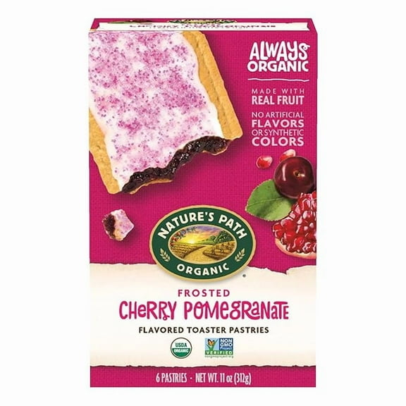 Nature's Path Organic Frosted Cherry Pomegranate Toaster Pastries, 11 oz (Pack of 1), Non-GMO( Pack of 2 )