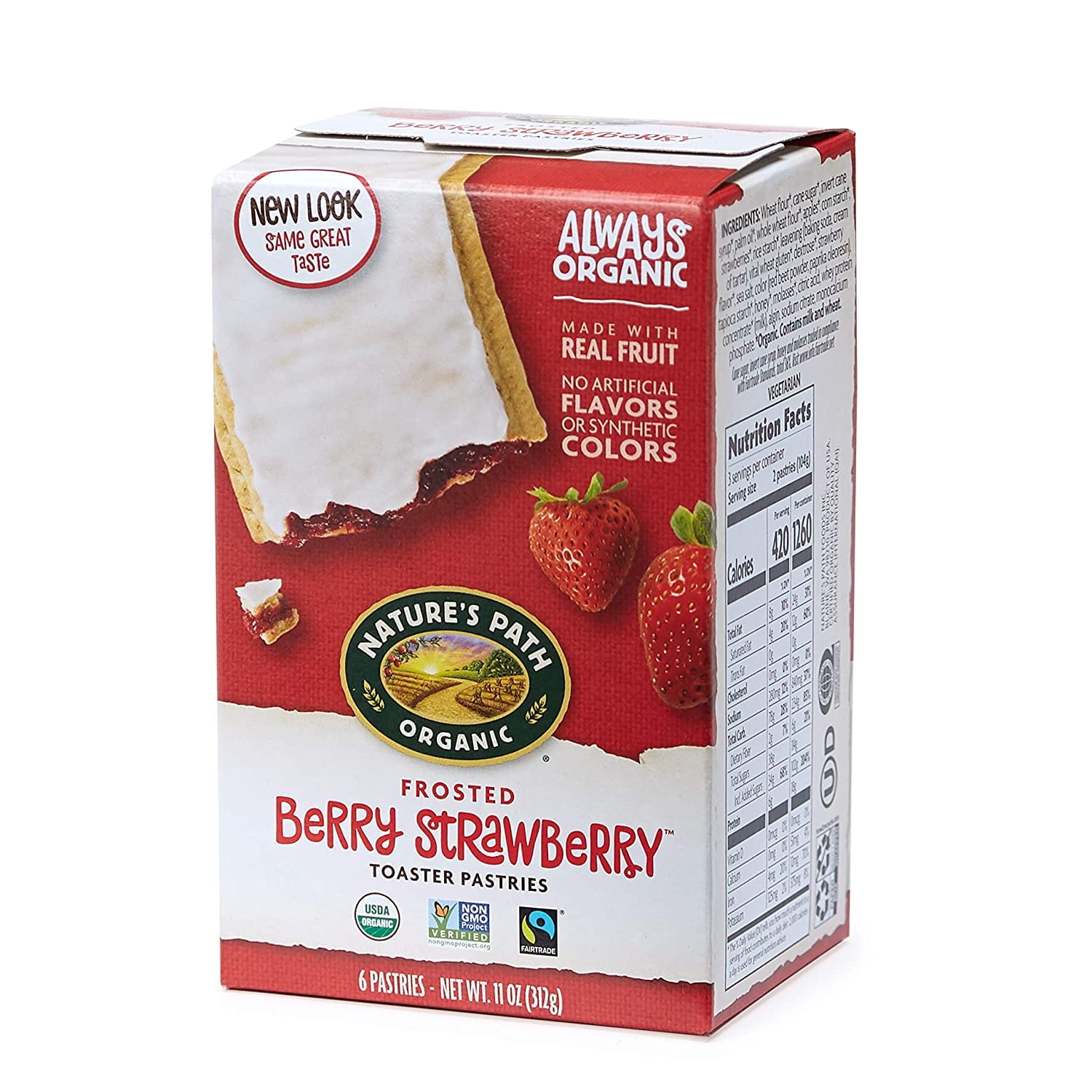 Nature's Path Organic Frosted Toaster Pastries Berry Strawberry 6 Pastry