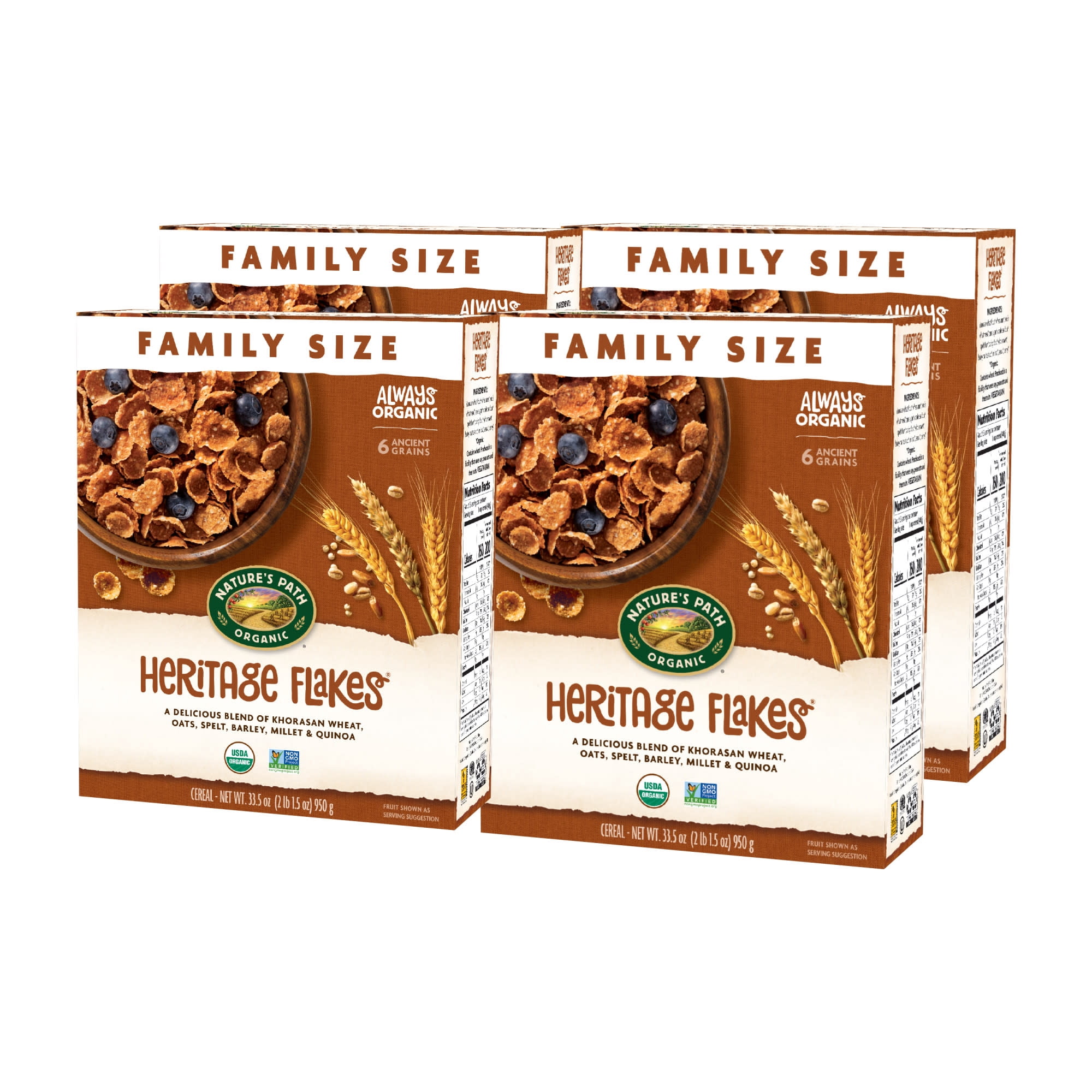 (4 pack) Nature's Path Organic Heritage Flakes® Breakfast Cereal, 33.5oz Box (pack of 4)