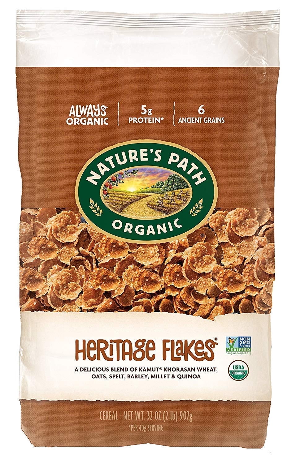 Nature's Path Organic Heritage Whole Grain Flake Cereal 32 oz Pack of 3