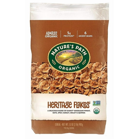 Nature's Path Organic Heritage Whole Grain Flake Cereal 32 oz Pack of 4