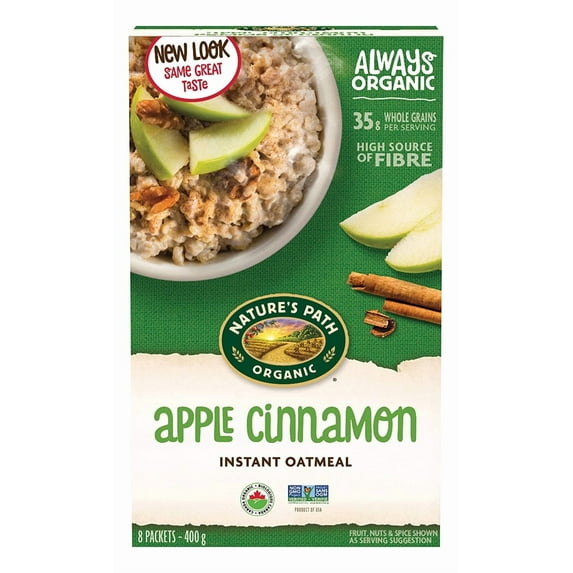 Nature's Path Organic Instant Hot Oatmeal Apple Cinnamon 8 Packets Pack of 4