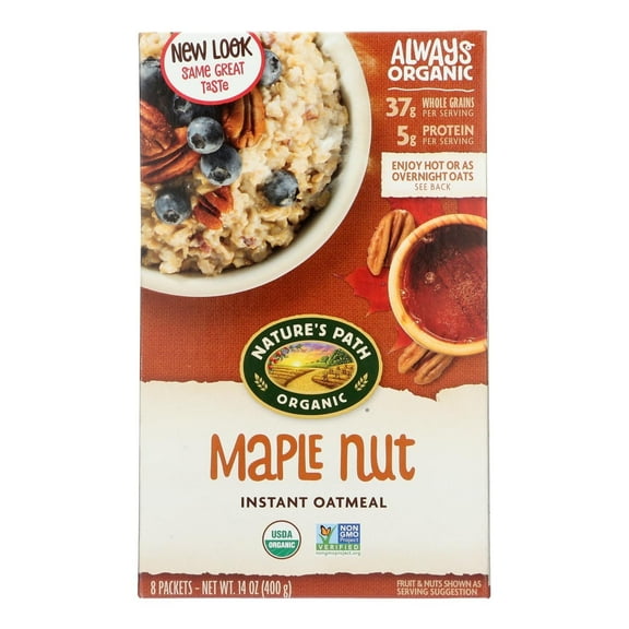Nature's Path Organic Instant Hot Oatmeal Maple Nut 8 Packets Pack of 3