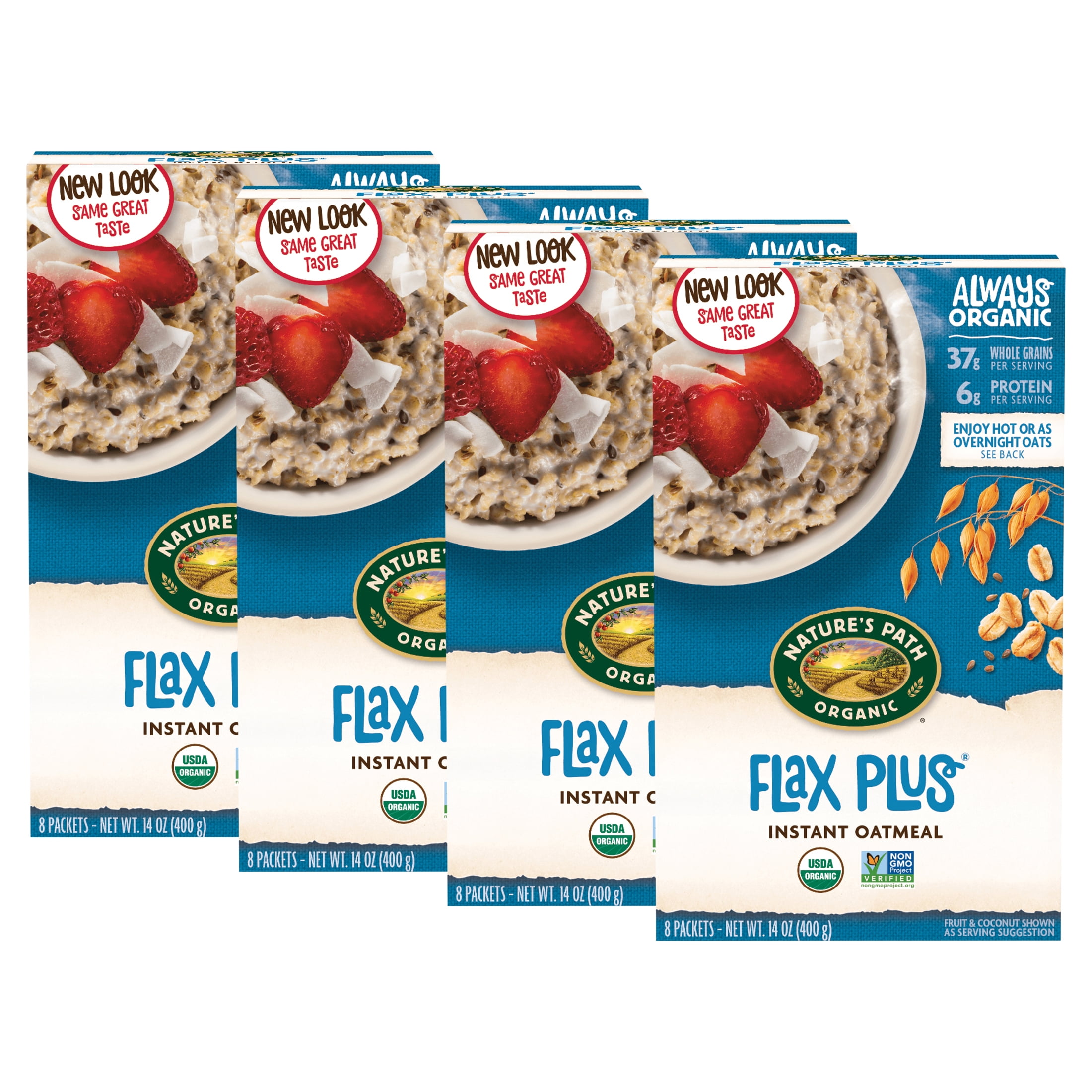 (4 pack) Nature's Path Organic Instant Oatmeal, Flax Plus, 1.41 oz, 8