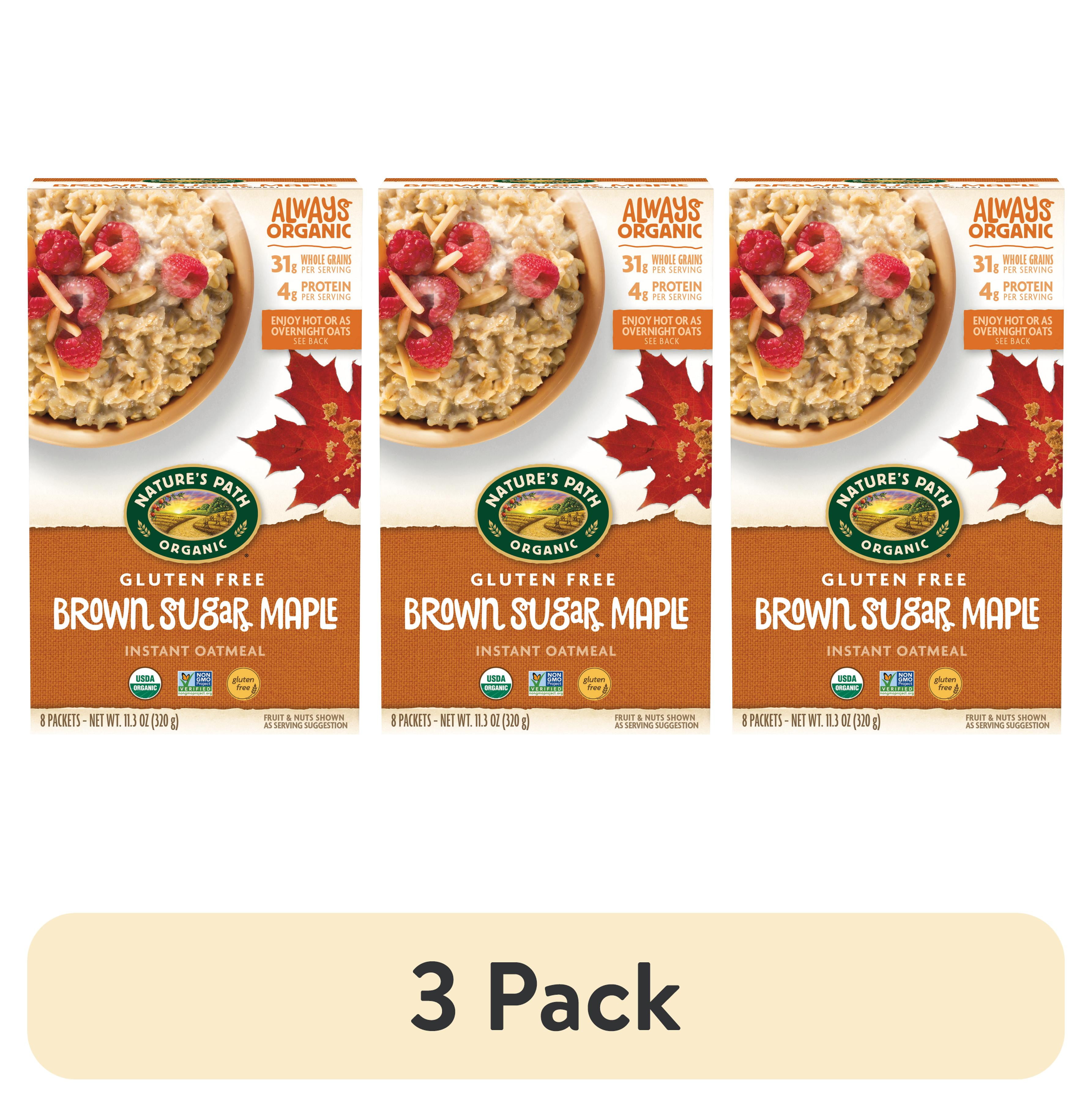 (3 pack) Nature's Path Organic Instant Oatmeal, Gluten Free Brown Sugar Maple, 1.41oz, 8 Shelf