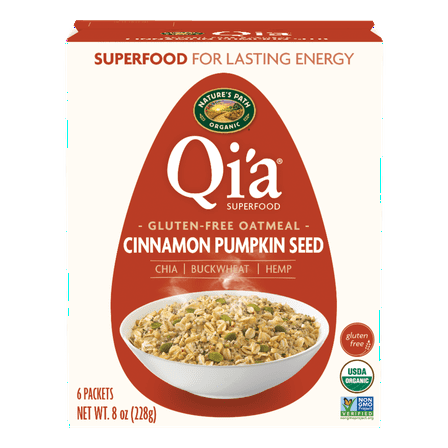 Nature's Path Organic Qi'a Cinnamon Pumpkin Seed Instant Oatmeal, 8 oz (Pack of 6), Gluten Free, Non-GMO