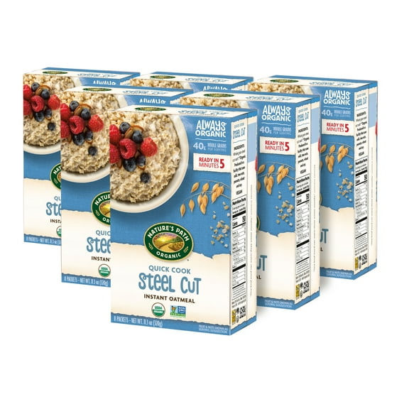 Nature's Path Organic Quick Cook Quick Cook Steel Cut Instant Oatmeal, 11.3 oz (Pack of 6), Non-GMO