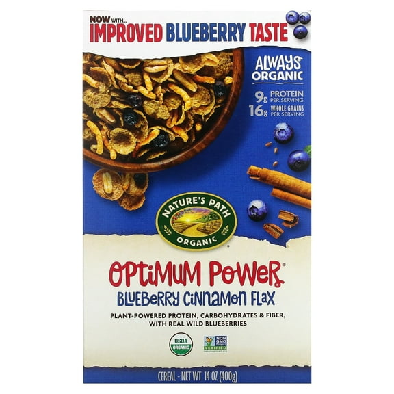 Nature's Path Organic Optimum Power Cereal Blueberry Cinnamon -- 14 oz Pack of 2